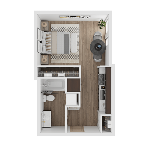 Floor plan for studio, 1 bath, 420 sqft